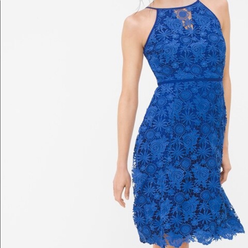 WHBM blue floral lace dress